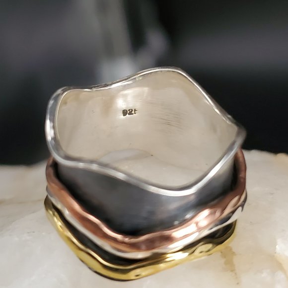 Sterling Silver Ring 925 14k Gold 14k Rose Gold Copper Black Rhodium Silversmith - Picture 3 of 6